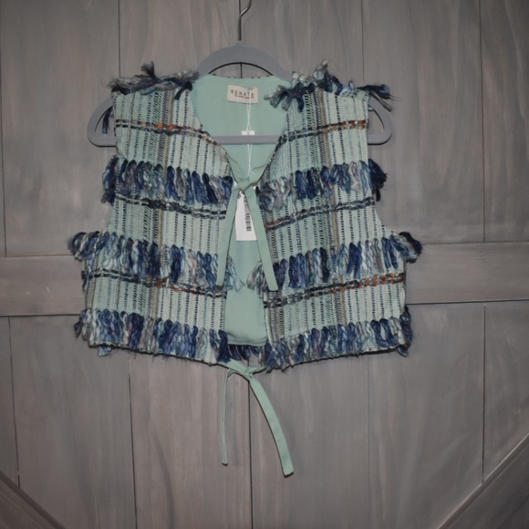 Renata Gasparian Gorgeous High End Neela Green & Blue Ruffles Vest One Size - Picture 6 of 11